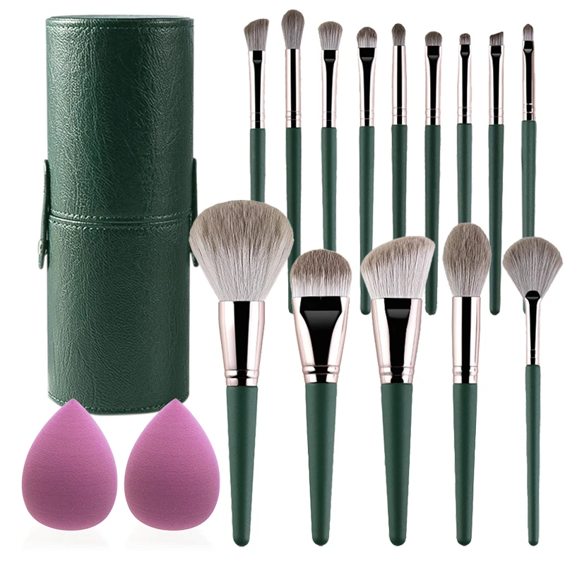 14Pcs Make Up Brushes Set With 2 Makeup Sponges Cosmetics Foundation Powder Eyeshadow Blush Brush Makeup Brush Set Beauty Tools