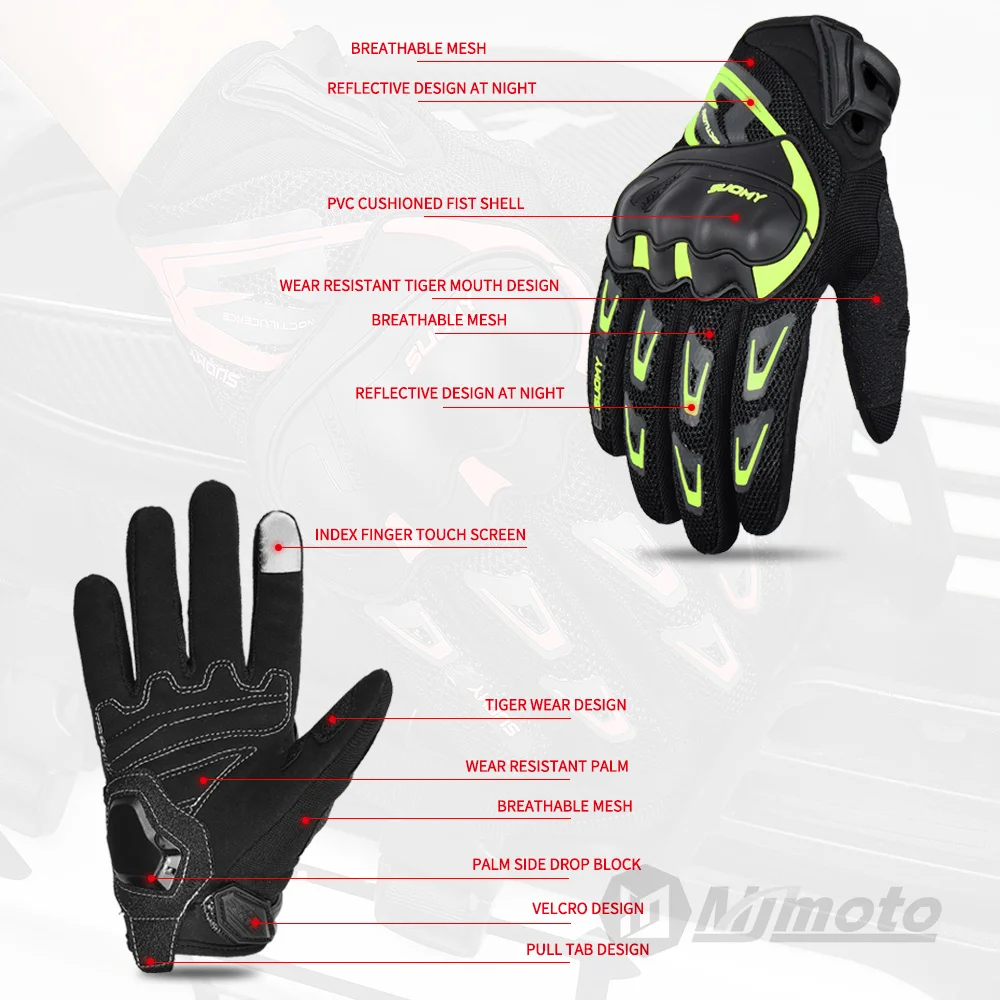 SUOMY-guantes de motocicleta con carcasa dura, protectores transpirables anticaída para pantalla táctil, carreras de Motocross, Verano