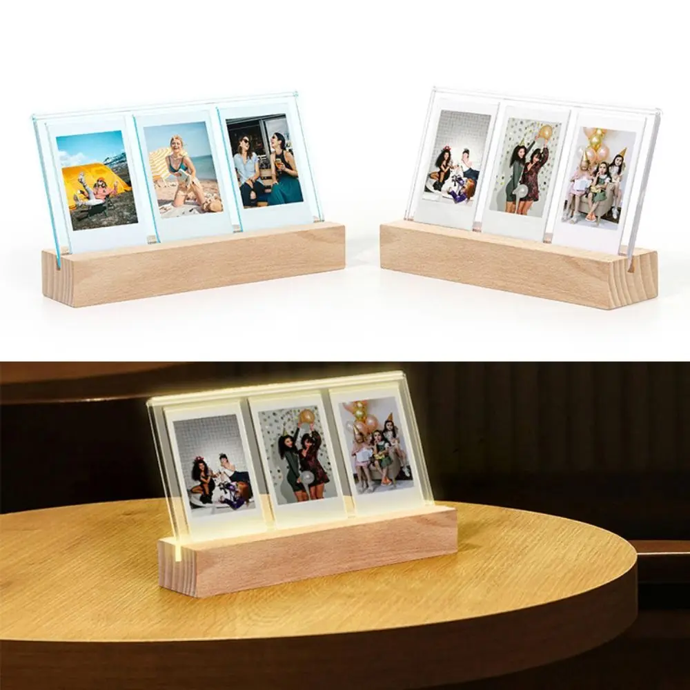 Instant Camera LED Light Photo Frame 3 in 1 Acrylic 3 inch Picture Holder Home Decor Transparent for Fujifilm/Polaroid