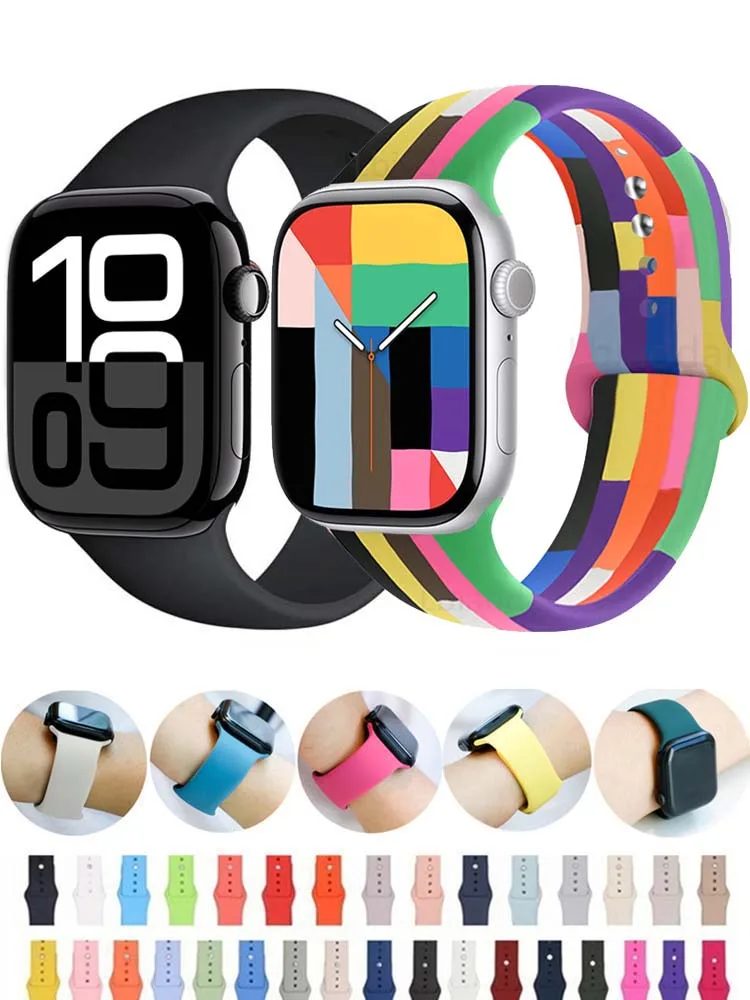 Silikonarmband für Apple Watch 10 Band 46 mm/42 mm 44 mm 40 mm 45 mm 41 mm Correas-Armband iWatch-Serie 10 9 8 7 6 5 SE Ultra 2 49 mm