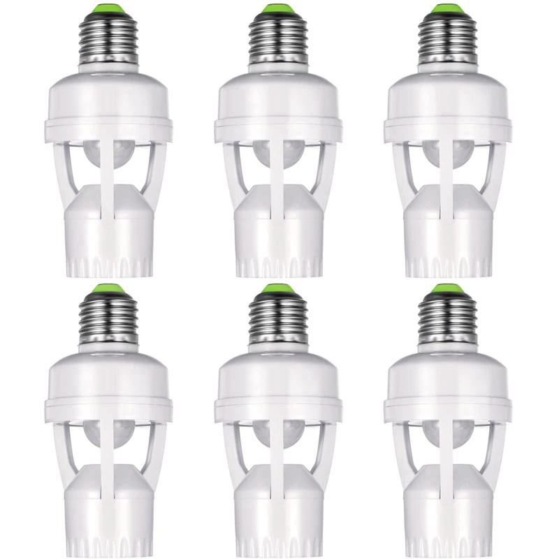 

6 Pieces Motion Sensor Light Socket Light Bulb Holder Adapter Compatible With E27 Light Bulb Holder Adapter