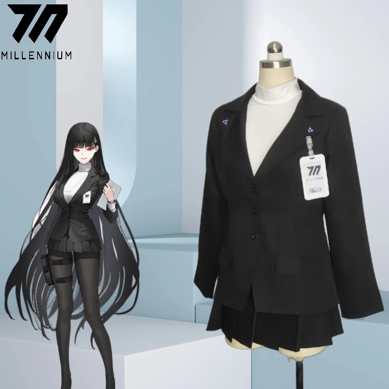 Game Blue Archive Cos Tsukatsuki Rio Cosplay Student president Black  uniform Skirt suit Customize Female Costume A