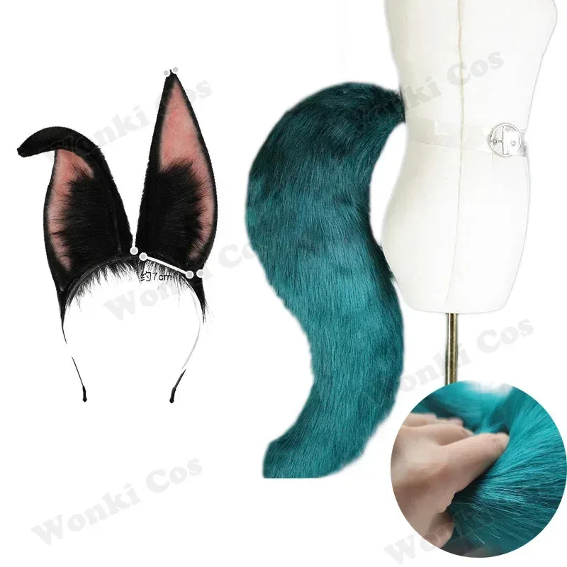 

Game Tighnari Cosplay Tail Ears Headwear Soft Plush Sumeru Tighnari Tail High Quality Cosplay Props