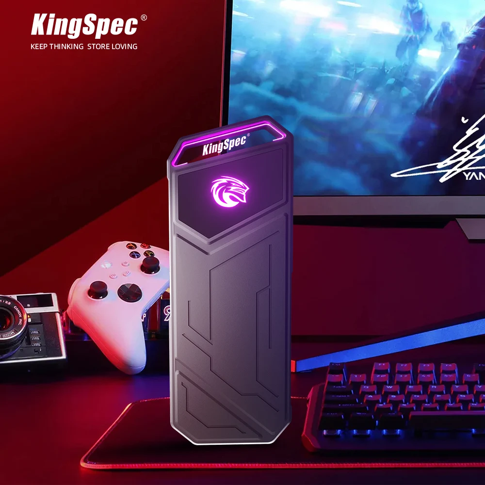 KingSpec New Release Gaming Portable Disque Dur Externe USB Type c 512GB 1TB 2TB 4TB Ssd External Hard Drive With RGB LED Light
