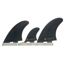 RISECE FCS 2 MR Twin + Stabiliser Fins Black Fiberglass Surf Fin Performance Glass Surf Tri Set 2+1 Fins