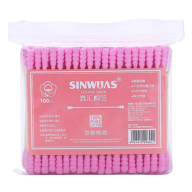 100Pcs/Pack Double Head Cotton Swab Women Makeup Cotton Buds Tip For Medical Wood Sticks Nose Ears Cleaning Health Care Tools