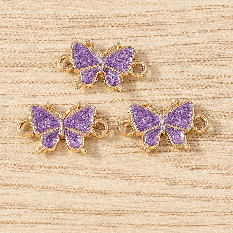 10 Stück niedliche Mini-Emaille-Fliegen-Schmetterlings-Anhänger, Verbindungsstücke für die Schmuckherstellung, DIY, handgefertigte Armbänder, Halsketten, Bastelzubehör – Detail 4