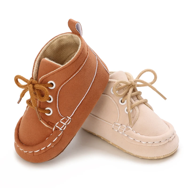 

High Top Soft Soled 0-18M Newborn Men's And Women's Shoes Lace Up Casual Shoes Newborn Walking Shoes Baby Sports Shoes