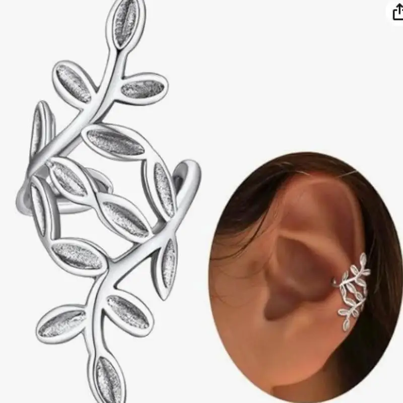 1Pcs Branch Leaf Ear Cuff Non Pierced Ear Clip Vintage Light Weight Copper Ear Jewelry For Women Daily Party Decoration
