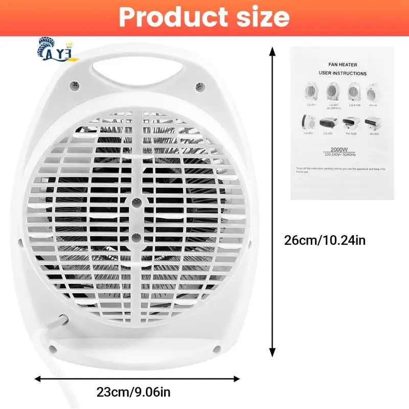 

AY03-2000W Electric Fan Room Heater 220V Portable Electric Space Heater Mini 3 Heating Settings Air Heating Space Winter Warmer