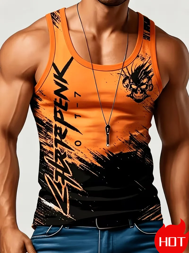 Fashion Men's Quick Drying Sports Vest Summer Breathable Basketball Gym Muscle Sleeveless T-Shirt