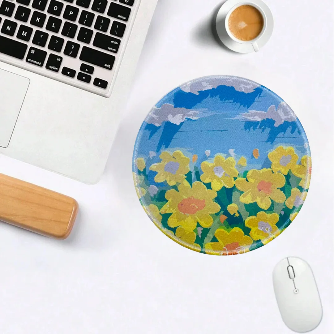 

Stitched Edge Round Mouse Pad - Non-Slip for Gaming & Office Desks