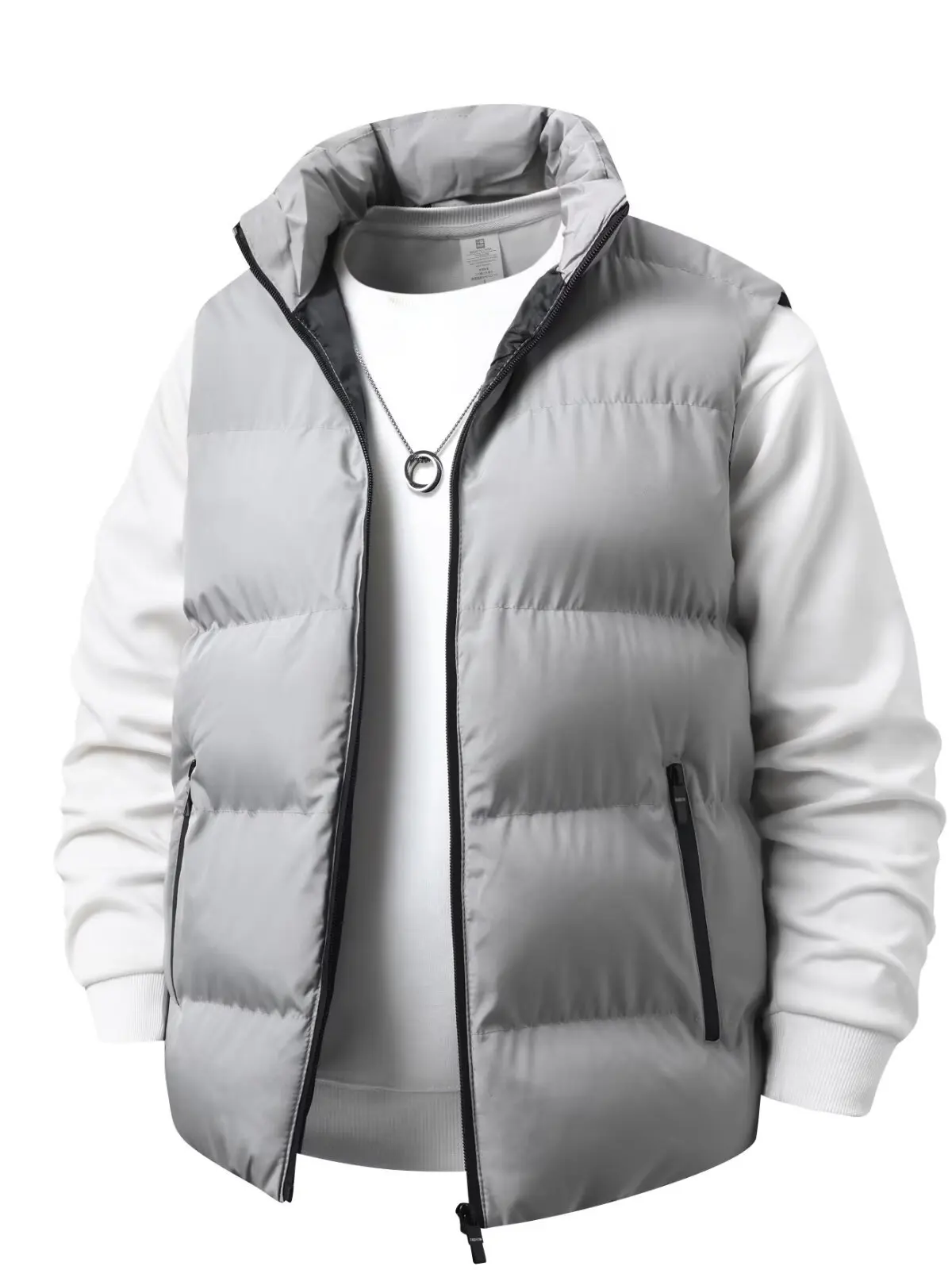 

Американский базовый тонкий однотонный жилет с воротником-стойкой, мужская зимняя теплая повседневная верхняя одежда для пар