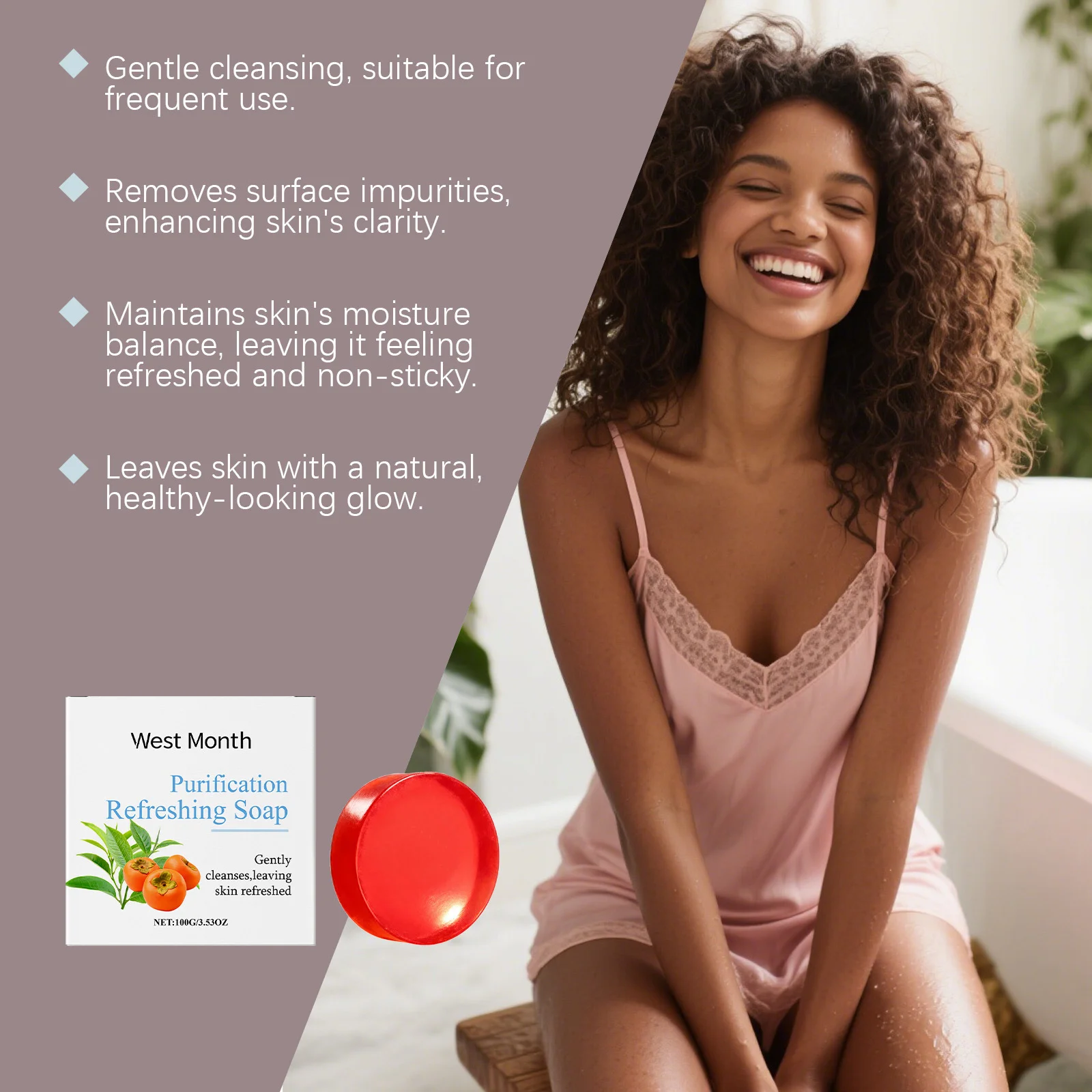 Persimmon Cleansing Soap Remove Dirt Brightening Smoothing Exfoliating Refreshing Repair Hydrating Fragrance Body Deodorant Soap