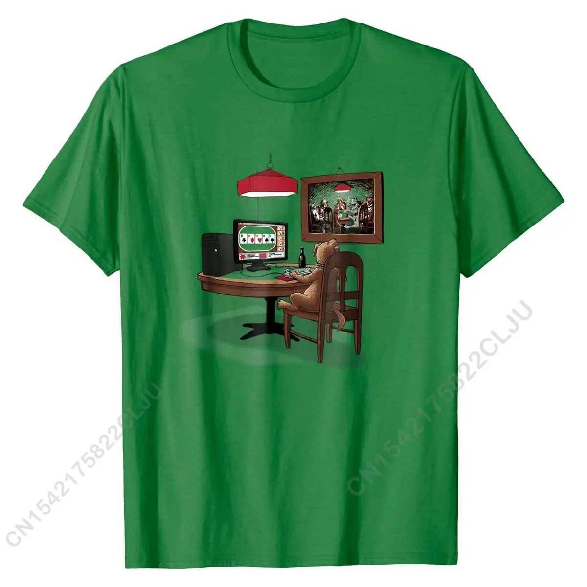 Shirt Dog Playing Poker Online T-Shirt Custom Print Tops Men Tees Fashionable Cotton Young Tshirts