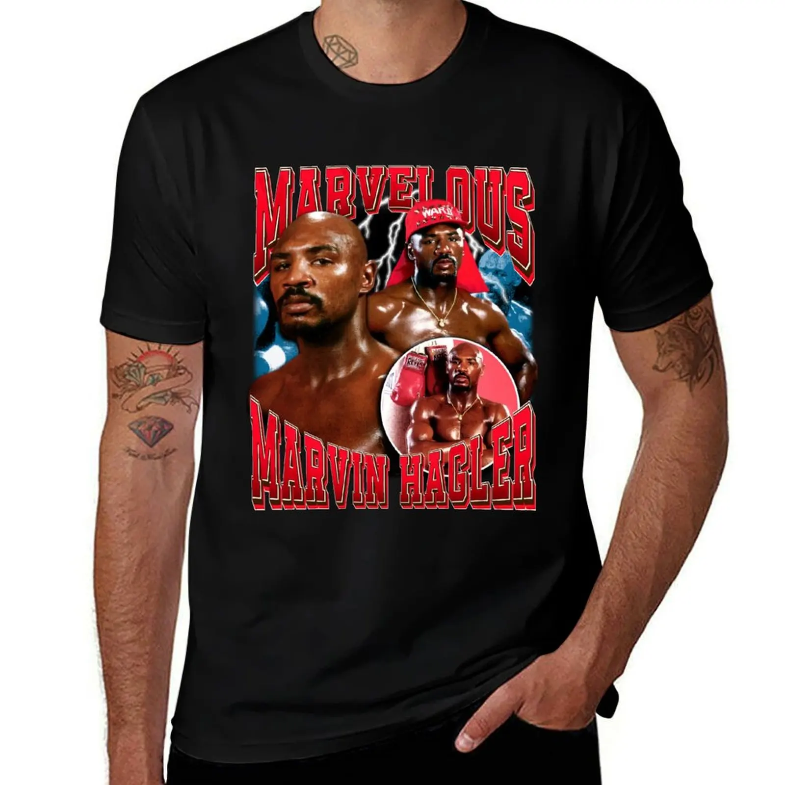 

Marvelous Marvin Hagler Vintage Boxing Legend Signature Retro 80s 90s Bootleg Rap Style T-Shirt t shirt custom print