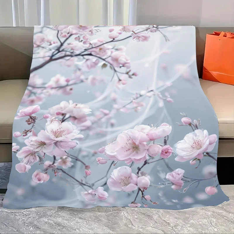 

Flannel Blanket-Soft Lightweight All-season Cherry Blossom Print Soft Baby Blanket for Cozy Sleep