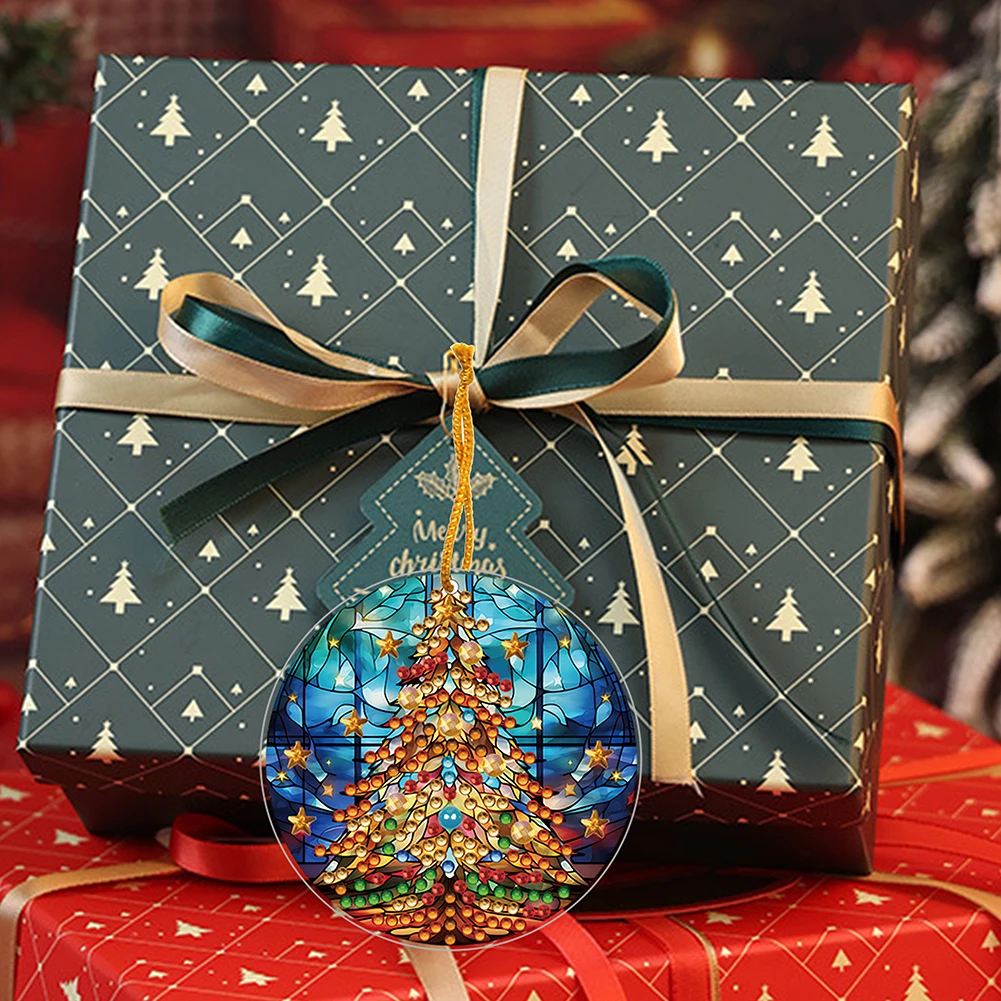 

8 PCS Crystal Hanging Home Wall Decor Special Shape Acrylic 5D DIY Diamond Painting Pendant Saffron Rose Single-Sided Wreath Elk