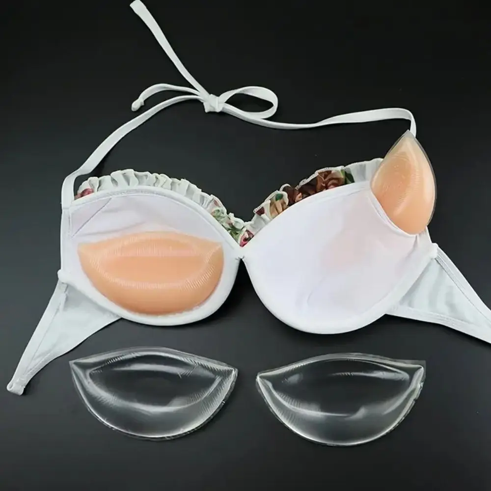 Image of 1 Paar hautfreundliche Silikon-BH-Einlagen zum Brustlifting, verdickte Einlagen, wiederverwendbare Nippelabdeckungen, niedliche Push-Up-Pads für Badebekleidung