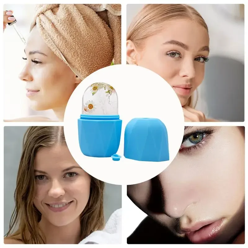 Face Ice Mold Skin Care ผู้ถือน้ําแข็งความงามบนใบหน้า Ice Roller Natural Skin Toning Ice Facial Roller สําหรับ Skin Care เครื่องมือ Ice Facial