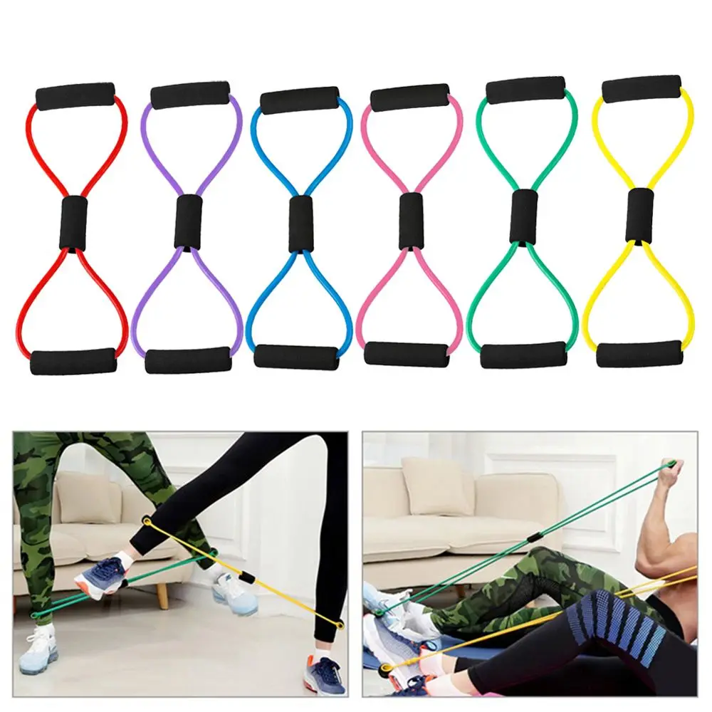 

Fitness Workout Bodybuilding Fitness Muscle Training Arm Strength Pull Rope Yoga Band 8 Word Chest Expander Resistance Bands