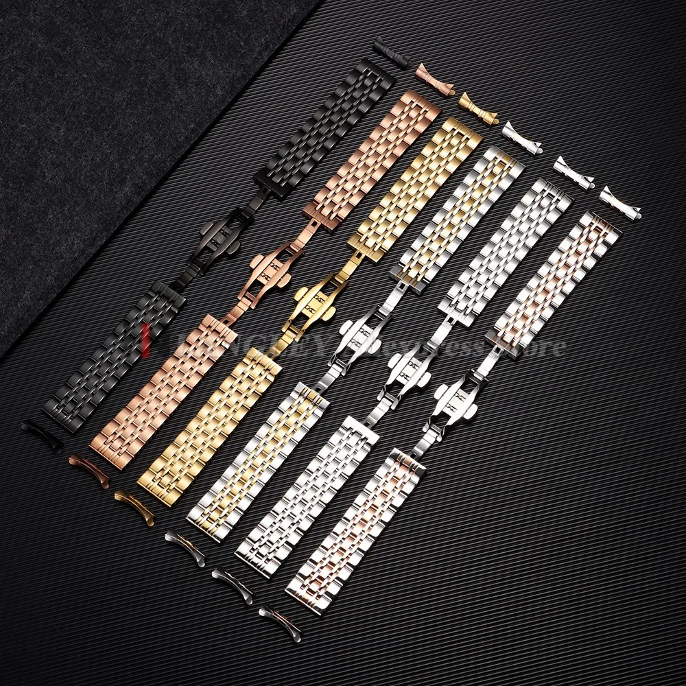 솔리드 스테인레스 스틸 밴드 18mm 20mm 22mm 범용 Smartwatch 교체 스트랩 팔찌 16mm 19mm 21mm 남성 비즈니스 시계 밴드