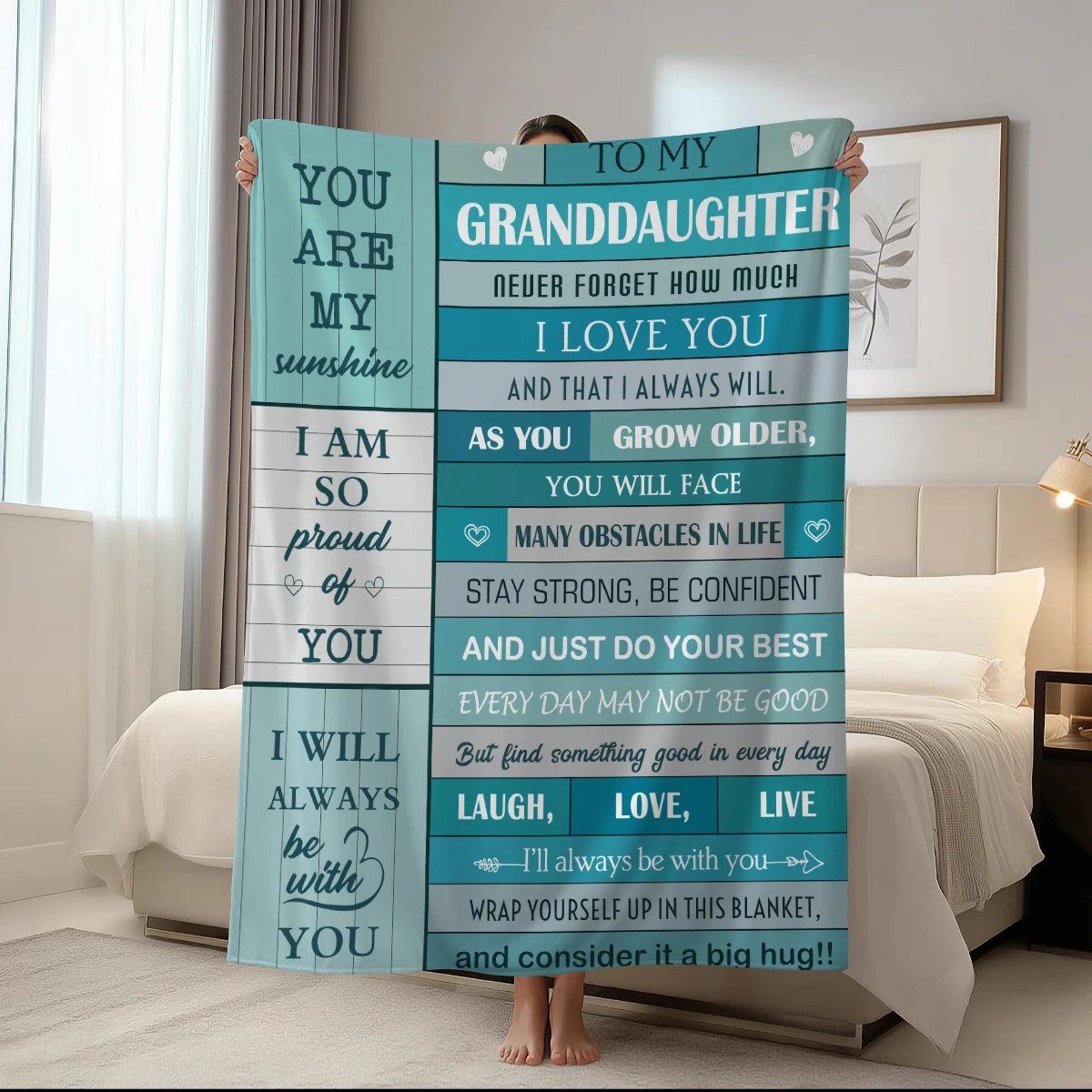 

1pc for granddaughter's growth confession blanket, eternal love, soft and comfortable flannel blanket, sofa decoration