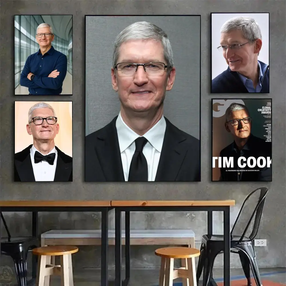 Tech Industry Leader T-Tim Cook Poster Painting Wall Art Mural for Living Room Home Decor and Gifts