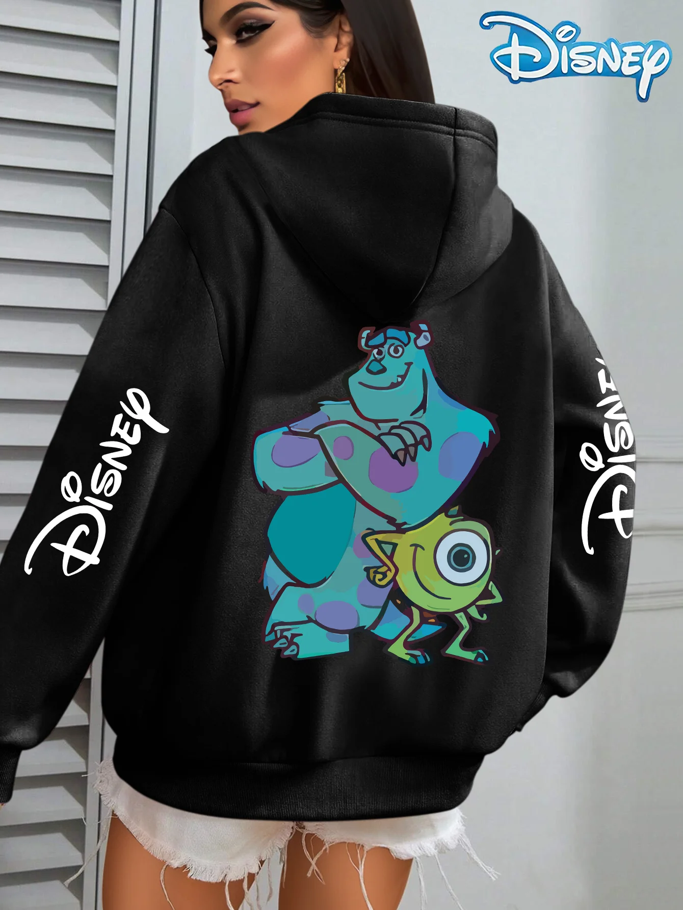 Disney Women Monsters University Pattern Hoodie-Unisex Autumn and Winter Fleece Hooded Everyday Outdoors Hoodie for Any Occasion