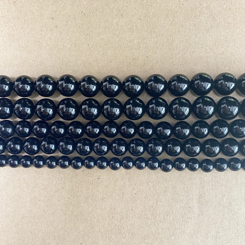 AA Grade Black Agate Round Gem Loose Strand Beads 15\