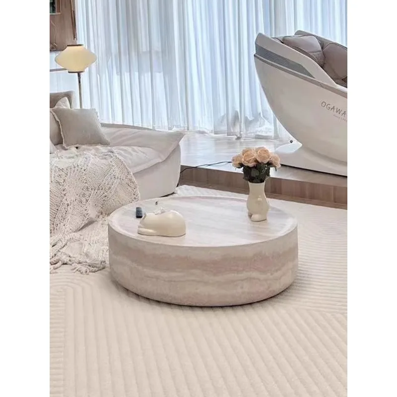 Wabi Sand Wind Travertine Coffee Table Living Room Light Luxury Modern Tea Table Household Creative Art Designer Side Corner Com