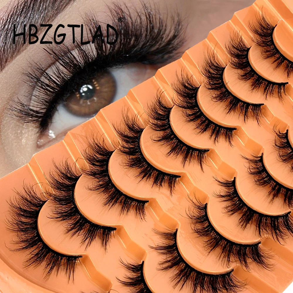 HBZGTLAD 9/10 Paar künstliche Nerzwimpern, flauschige Cat-Eye-Wimpern, schlanke, 6D-gebogene falsche Wimpern, sehen aus wie schlanke, dicke, weiche Wimpern