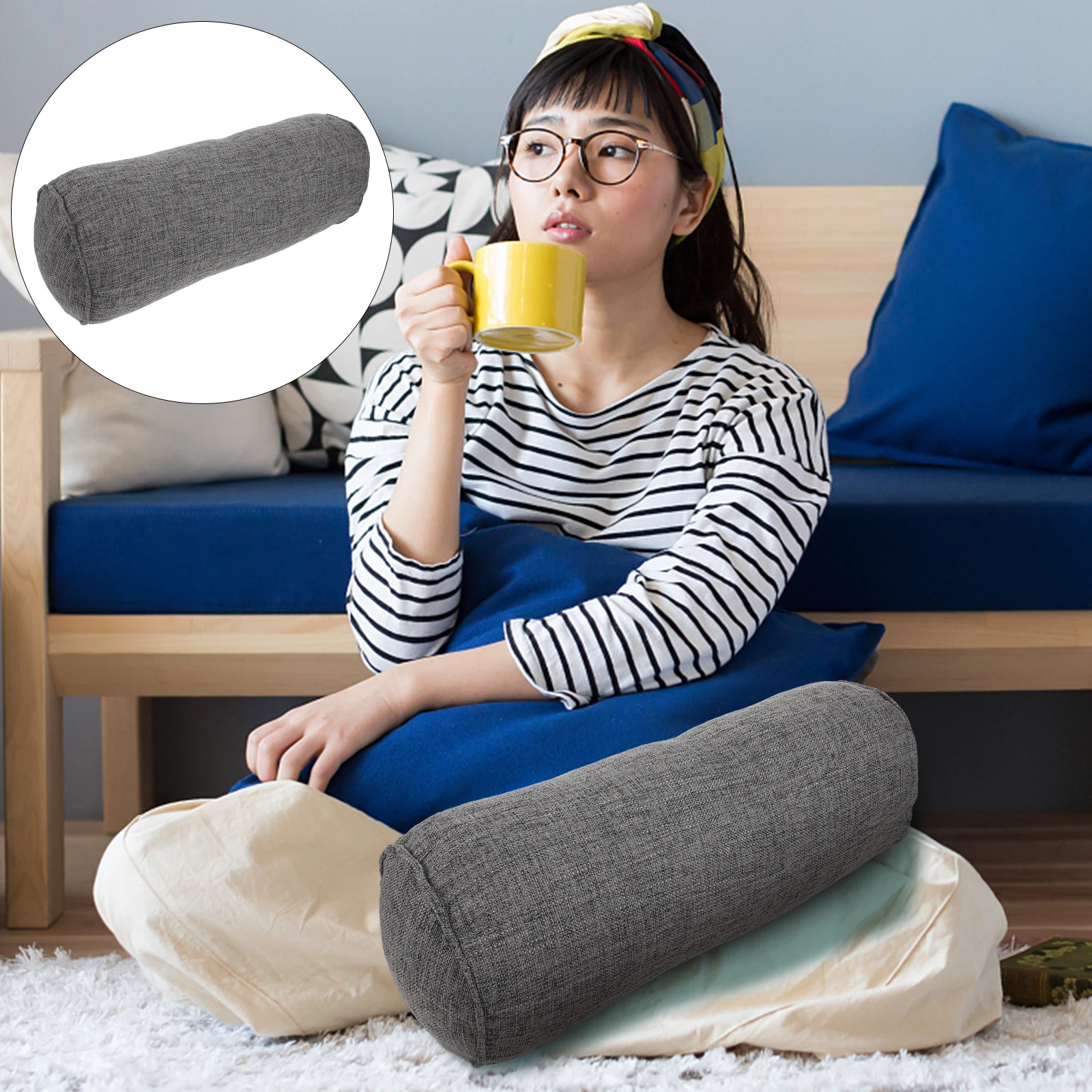 

Premium Cervical Neck Roll Round Lumbar Support Ergonomic Sleep Relief Spine Alignment Comfort Pillow Side Back Sleeping
