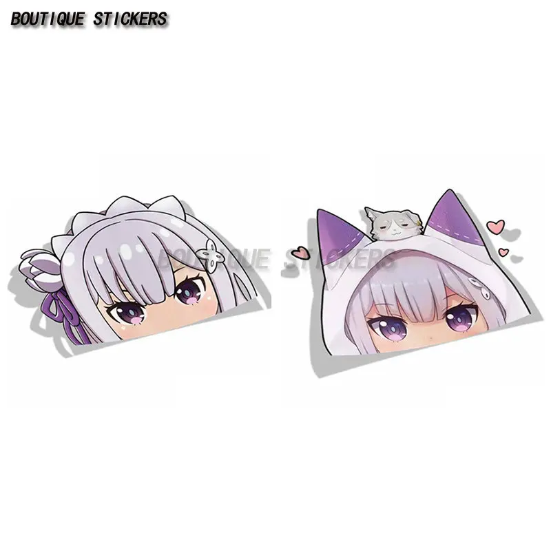 

Cartoon Car Stickers for Emilia Re Zero Peeker Big Head Anime Vinyl Window Trunk Laptop Decal Car Accessories Surfboard Decals