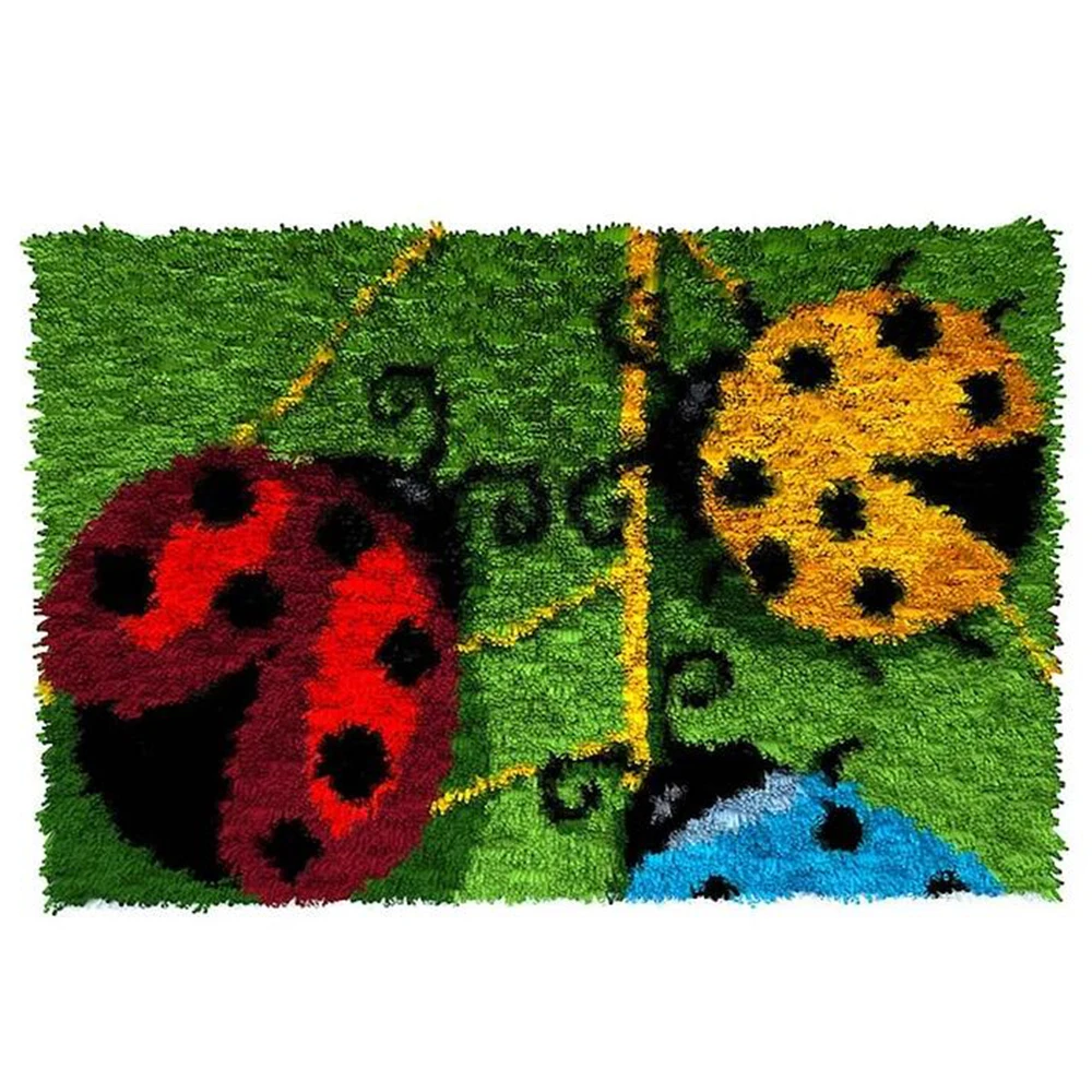 

Latch hook rug kits Coccinella septempunctata Carpet embroidery set with Preprinted Canvas Pattern Tapestry kit do it yourself