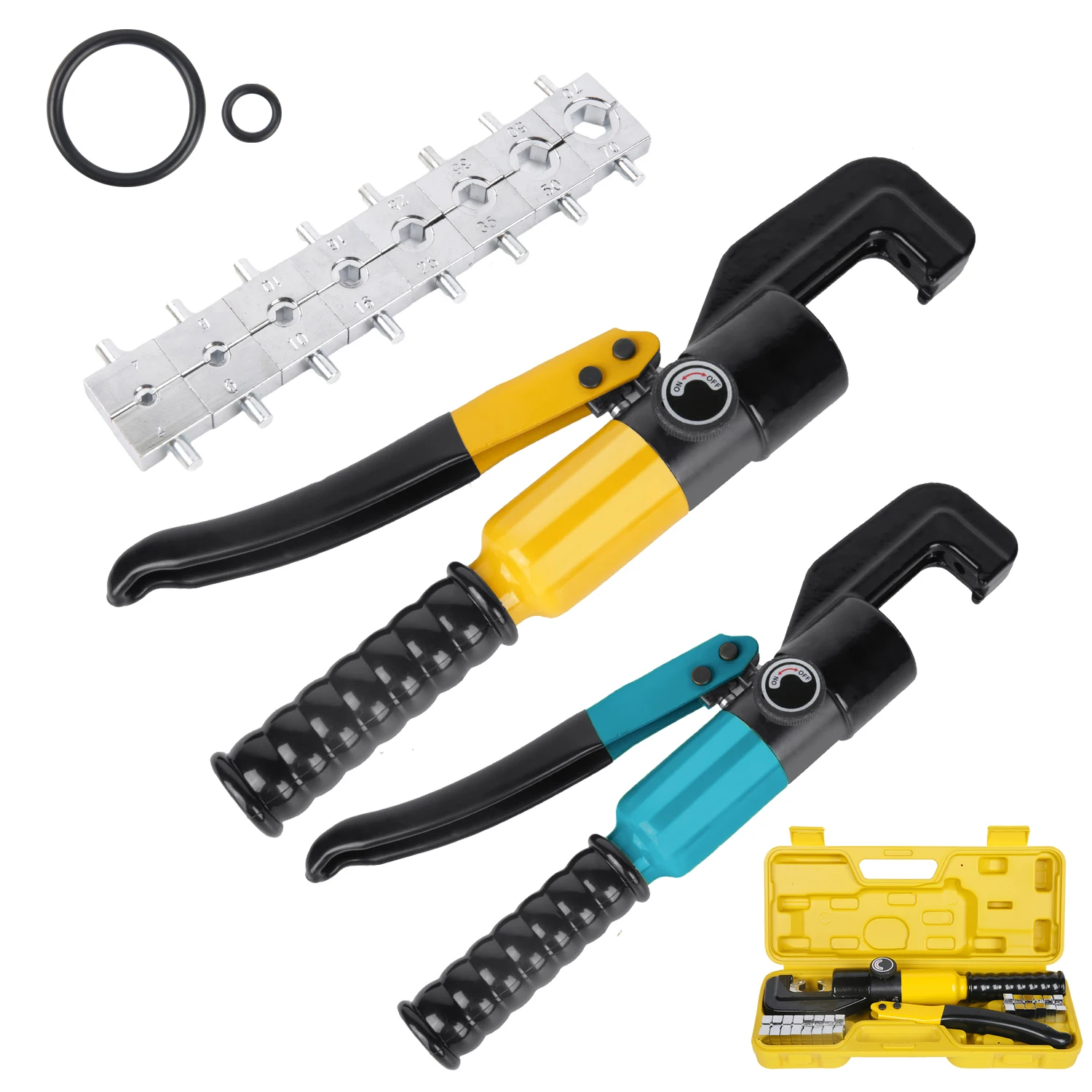 Pince hydraulique manuelle rapide, équipée de 8 jeux de matrices interchangeables avec poignées antidérapantes, outil de sertissage polyvalent, pince hydraulique portable pour les opérations en extérieur, la maintenance électrique