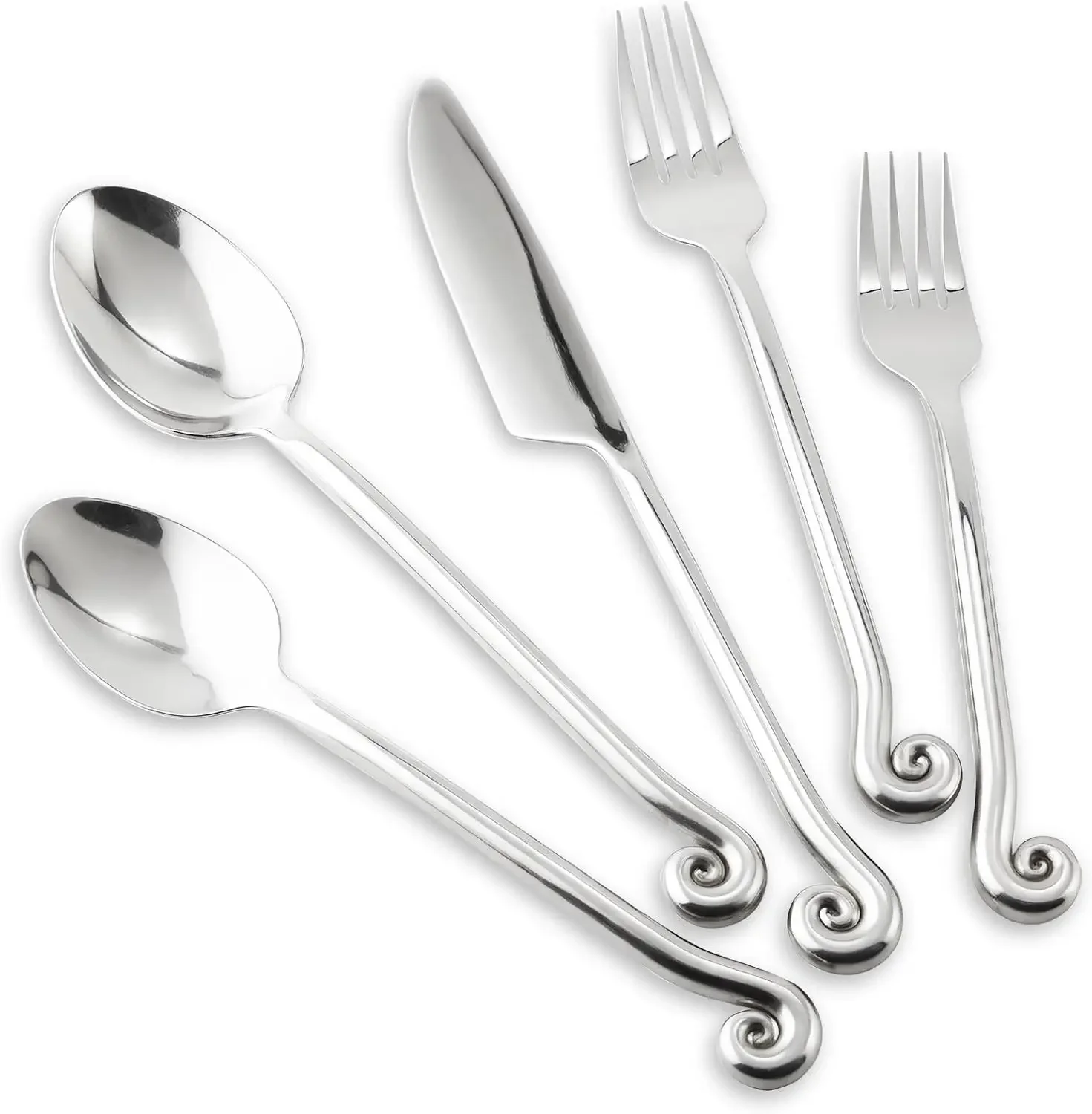 Silverware Set Combo with Musical Note Tail Design Service for 12 | 60-Piece 18/10 Stainless Steel Flatware, Knife Fork Spoon Cu