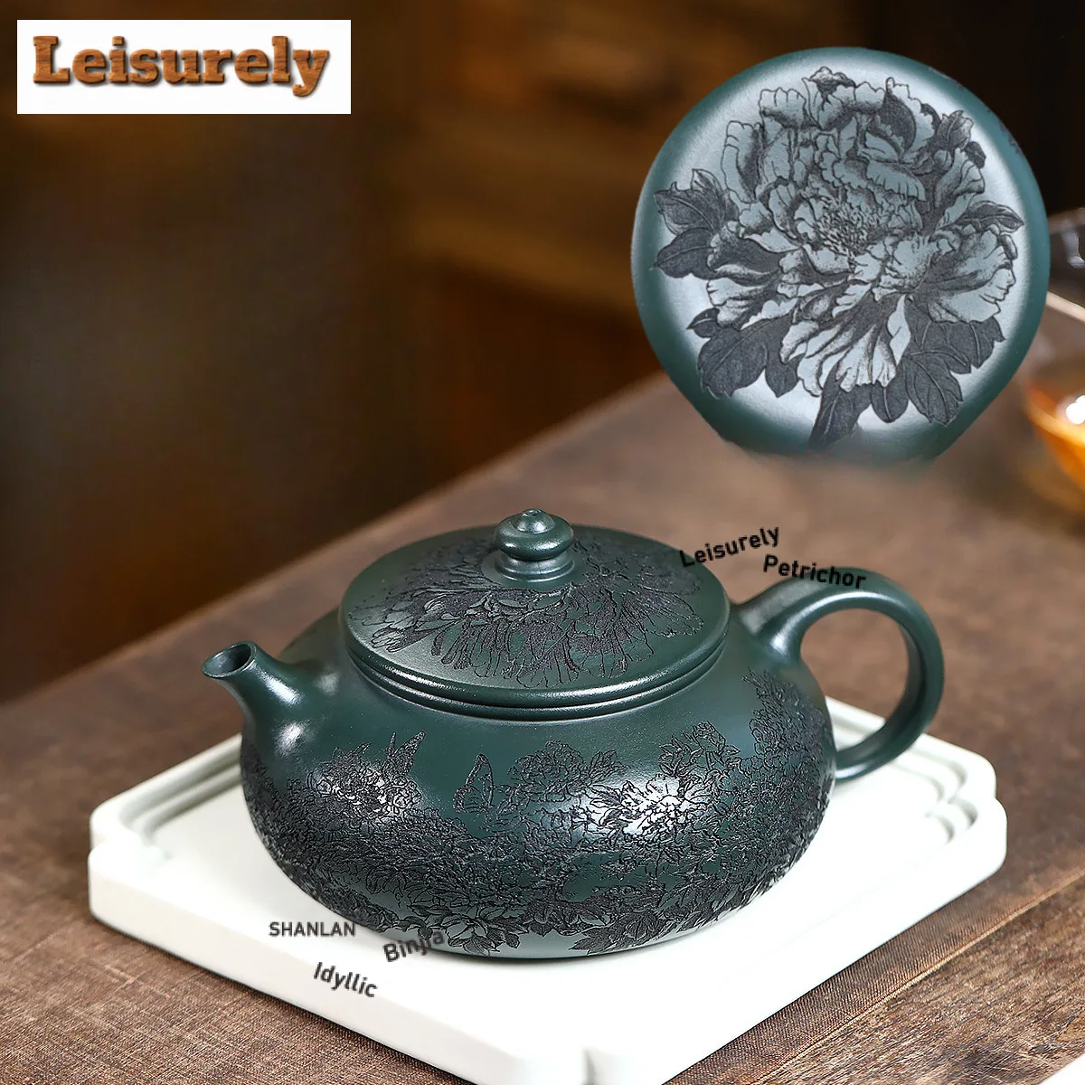 

550ml Handmade Yixing Purple Clay Teapot Handmade Han Jiang Pot Raw Ore Green Mud Kettle With Strainer Zisha Teaset Tea Ceremony