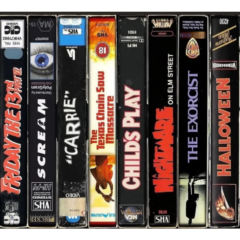Horror Movie Themed Carpet for Boy Room Nostalgic Retro Style Rug Vhs Case Themed Horror Rug for Home Theater TV Room Decor
