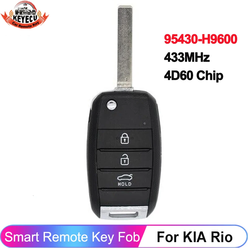 

KEYECU P/N: 95430-H9600 Upgraded Flip Remote Control Car Key 433MHz 4D60 Chip For KIA Rio 2018 2019 3 Button Fob