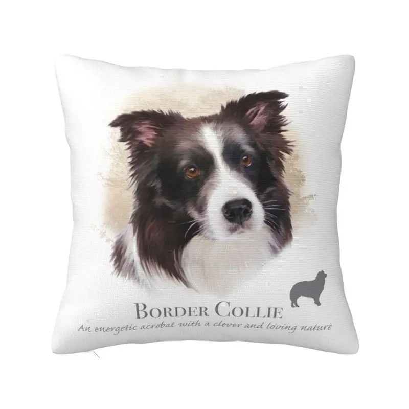 Border Collie Throw Pillow Case 50*50cm Decorative Pet Dog Cushion Cover Velvet Polyester Pillowcase Double-sided Printing