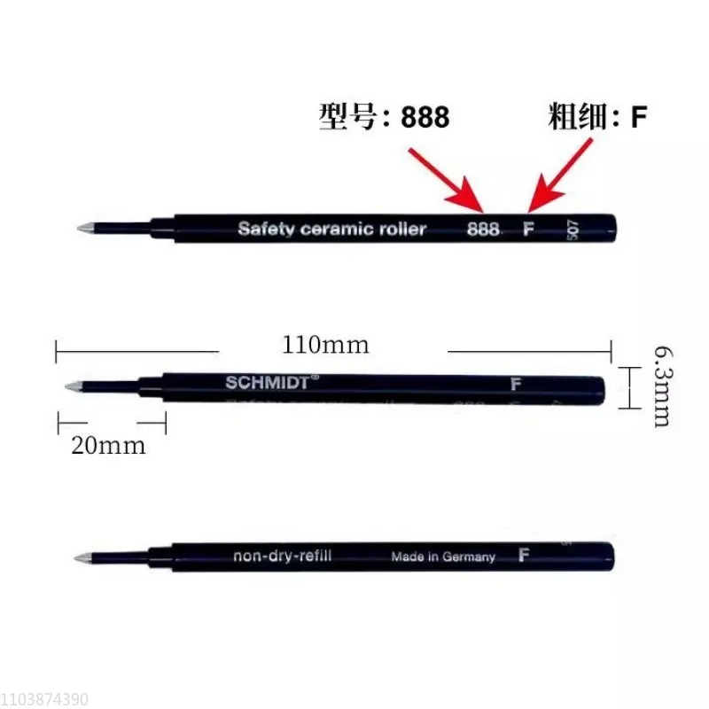 5pcs 888 SCHMIDT Ballpoint Pen Refill German Refill Water-based Neutral Refill 0.6 Black Blue Writing Office Stationery Supplies