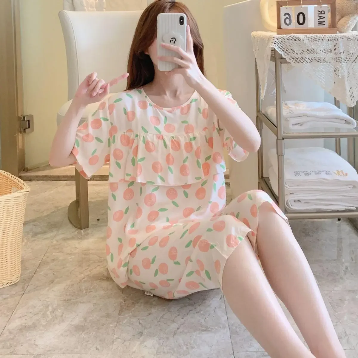 Cute Princess Short Sleeve Shorts Floral Print Woman Satin Pajama Sets Ensembles 2 Piece Two-Piece Outfit Lounge Women Pijama