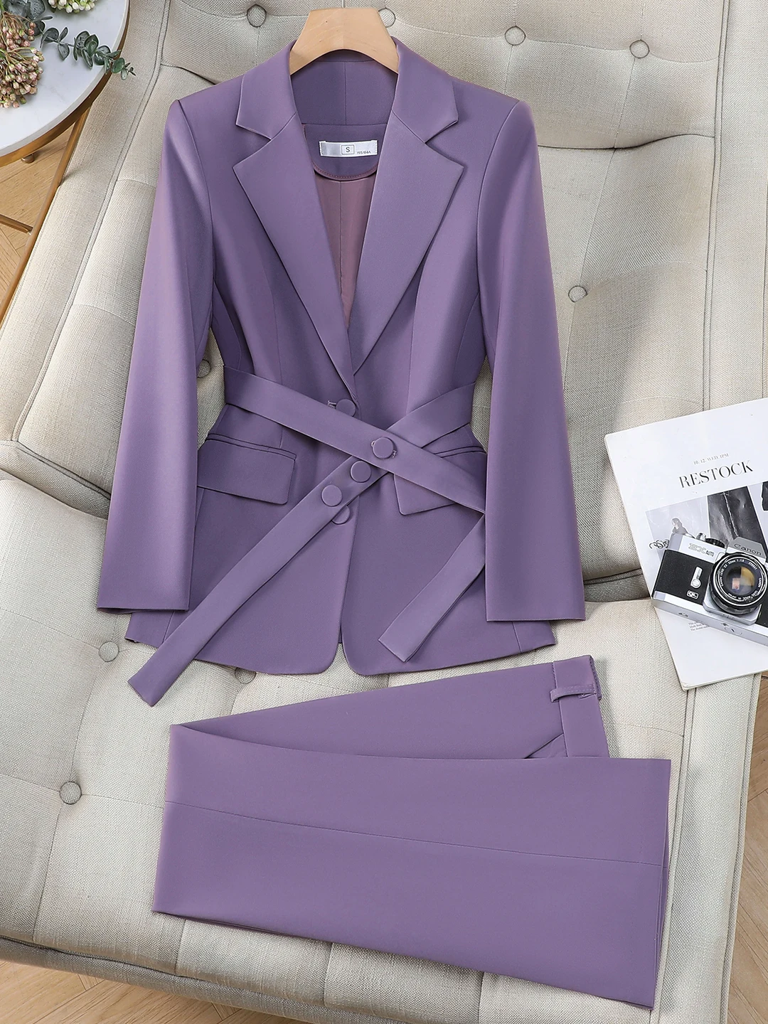 

Purple Suit Set Women's Business Workwear Slim Fit Commute Professional Clothing Long Sleeve Polyester Fiber Spring 2026