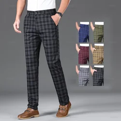 Brand Clothing All Seasons High Quality Plaid Pants Men Classic Business Cotton Casual Full Length Formal Long Trousers Male