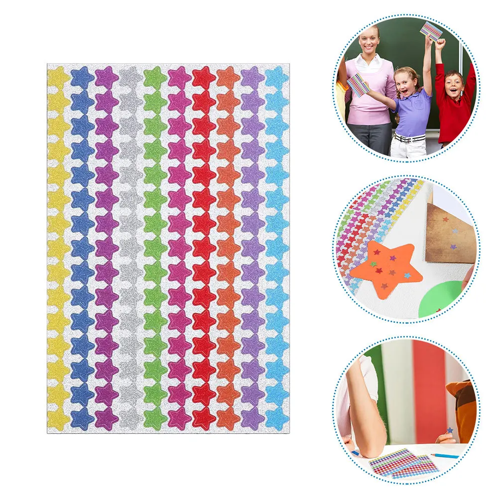 

10 Sheets Glitter Bright Five- Stickers Classroom Reward Stickers for Students Kids Reward Charts Bulk