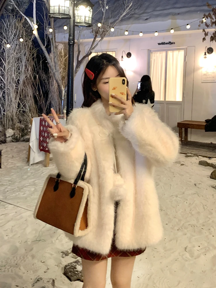 Imitation Toka Thickened Eco-friendly Fur Jacket Mao Mao Shi Sweet Medieval Winter Warm