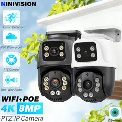 XMEYE 8MP POE PTZ Dual Lens IP CCTV Camera Video Surveillance Security Outdoor Two Way Audio Street ONVIF Full Color Auto Track