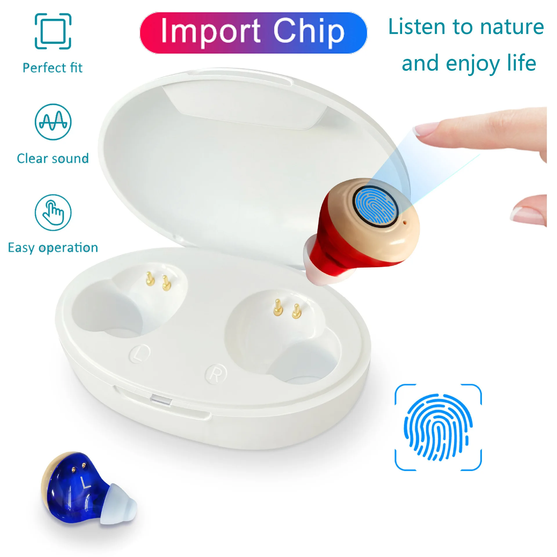 Magnetic Earphones Touch Control Intelligent Noise Cancellation Painless Wearing Listening Assistent Sound Amplifier For Elderly