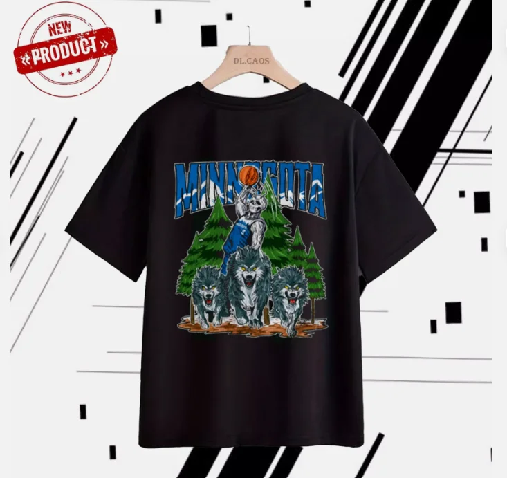 SPORT APPAREL-Vintage Minesota_Timberwolves T-Shirt For Basketball Fans